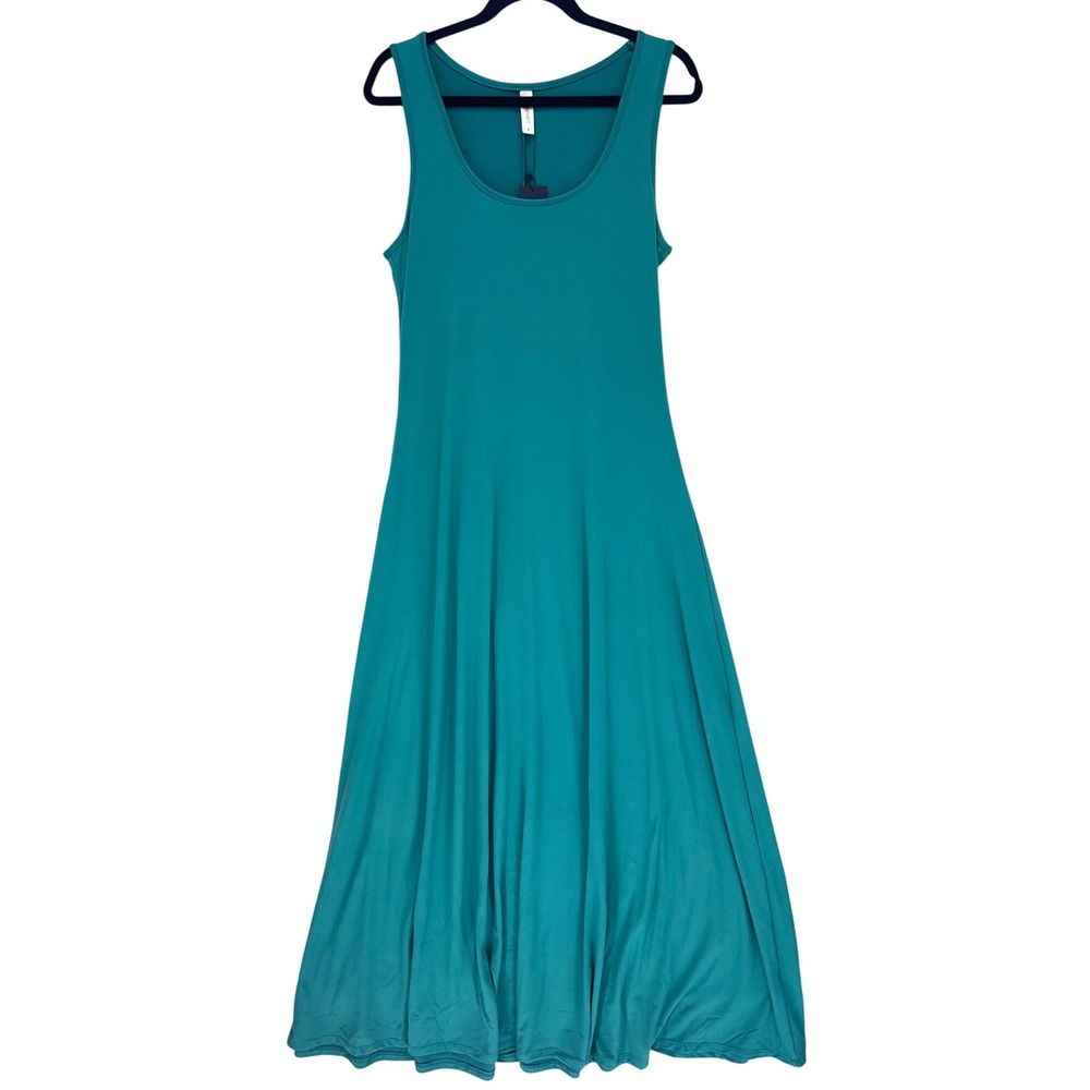 24seven Teal Green Maxi Dress XL Sleeveless Scoop Neck Fit and Flare A-Line